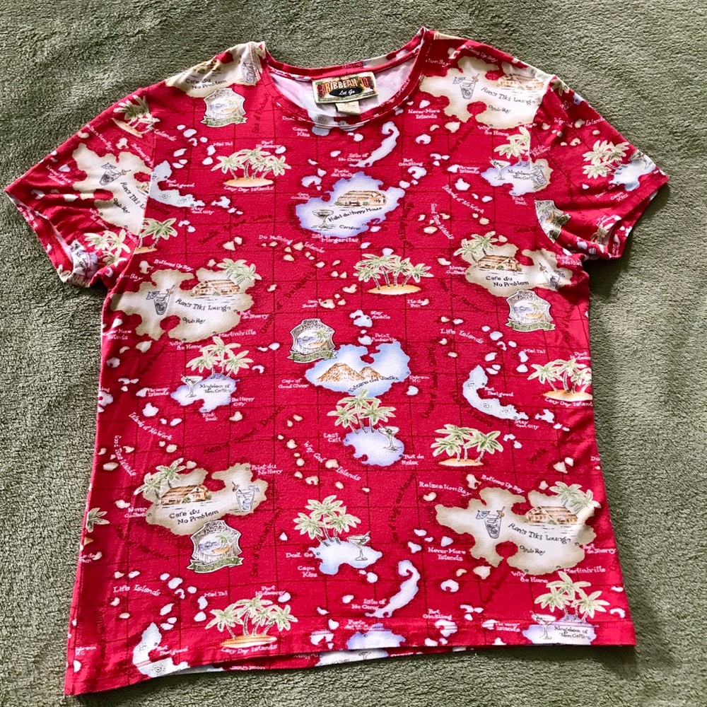 Caribbean Joe Cap Sleeve Ladies Top w/Lycra Sz XL